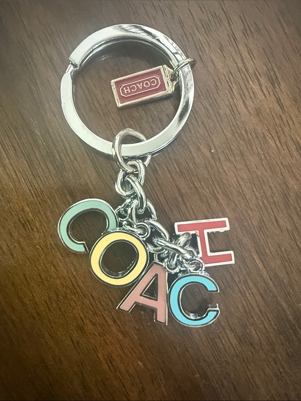 COACH Pastel Multicolor Letter Charm Keyring